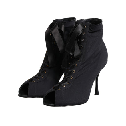 Dolce & Gabbana Escarpins Noirs Lacés Bottes Chaussures