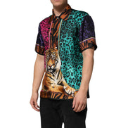 T-shirt hawaïen Dolce & Gabbana en soie multicolore imprimé tigre