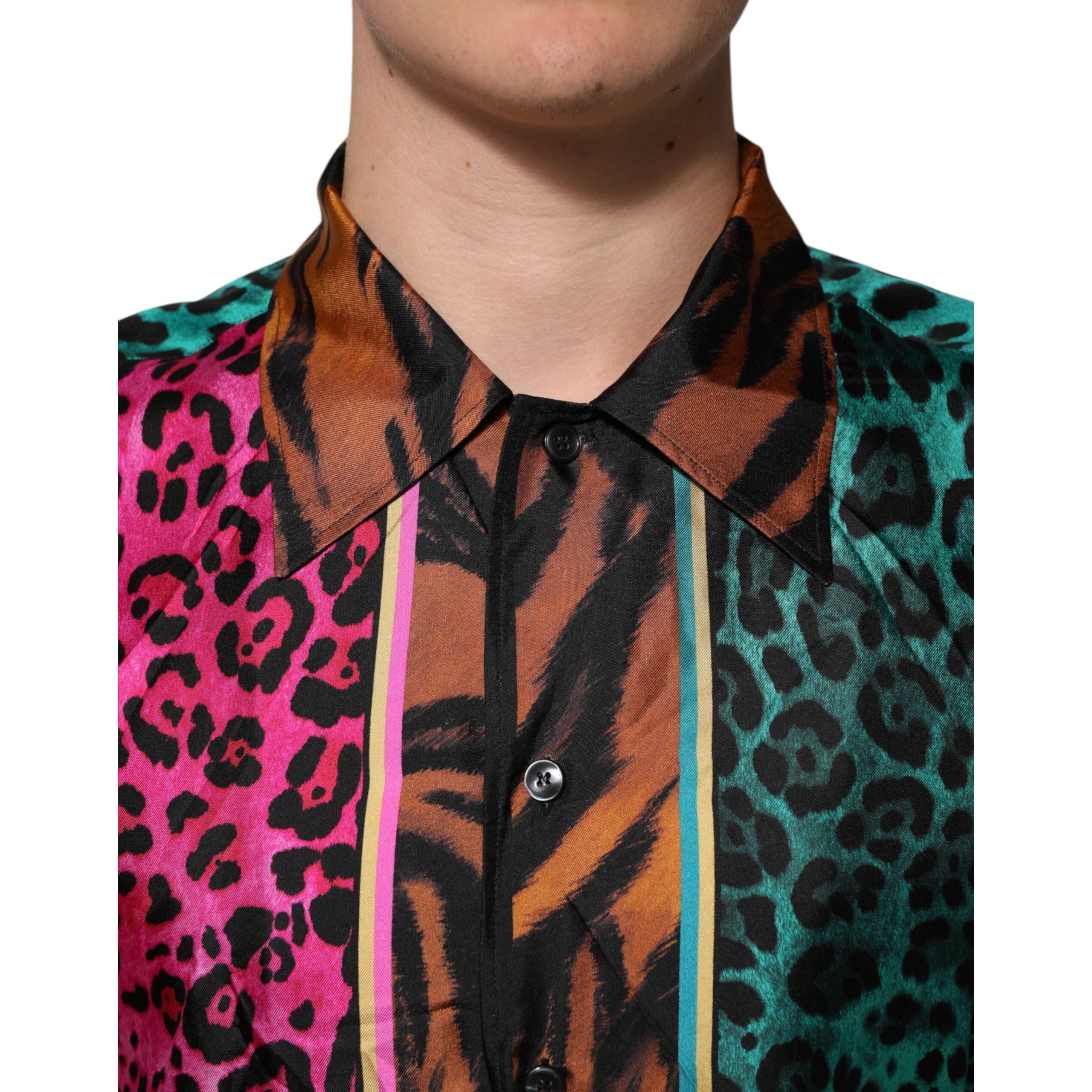 T-shirt hawaïen Dolce & Gabbana en soie multicolore imprimé tigre