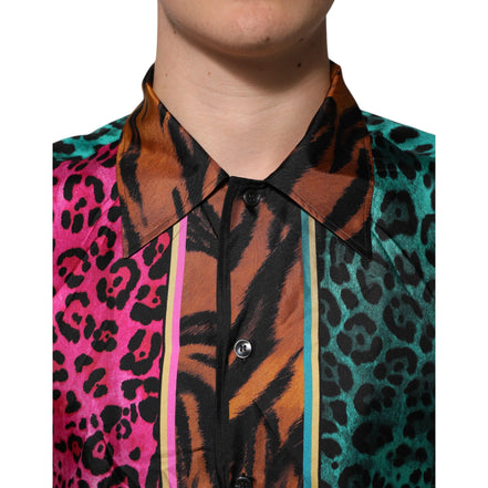 T-shirt hawaïen Dolce & Gabbana en soie multicolore imprimé tigre