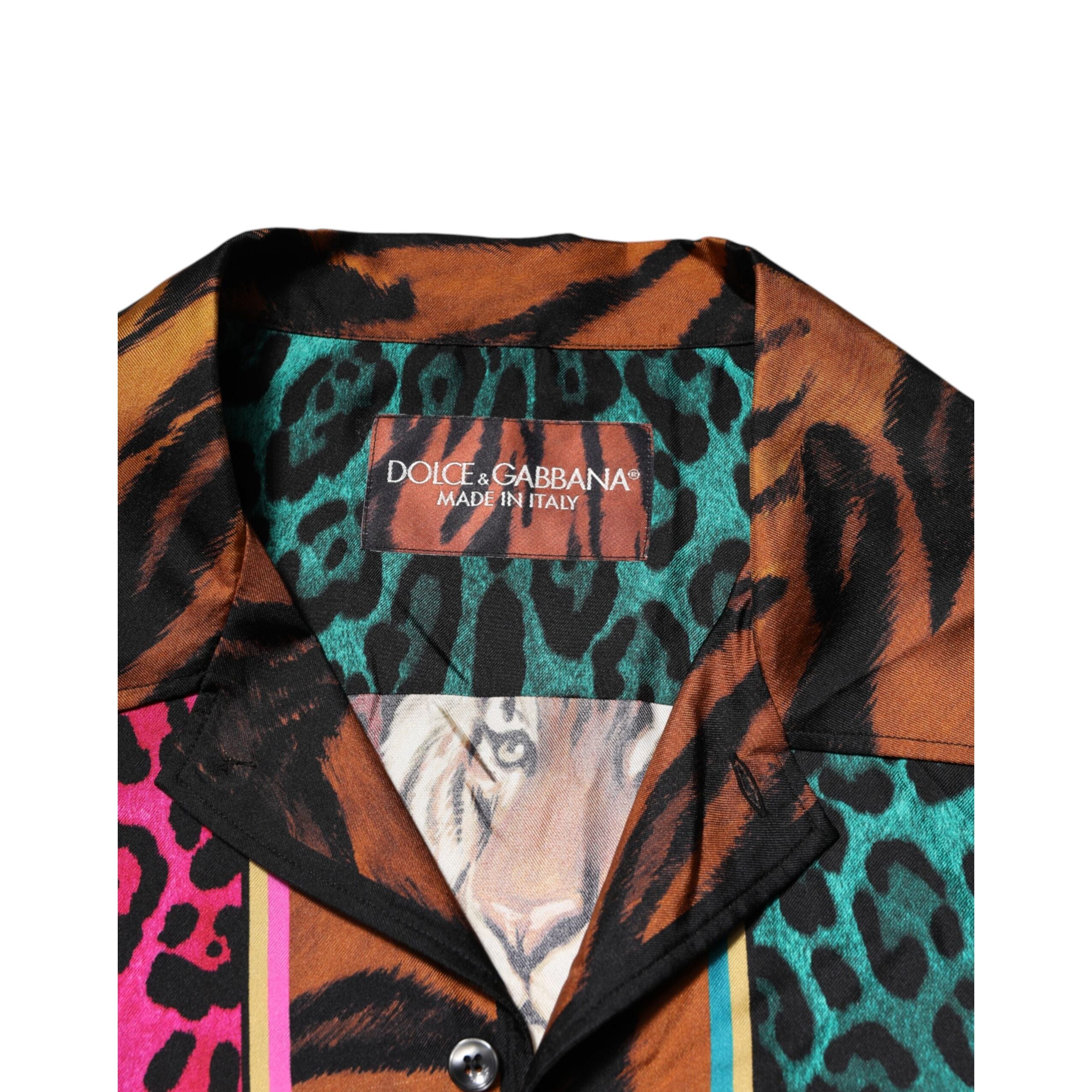 T-shirt hawaïen Dolce & Gabbana en soie multicolore imprimé tigre