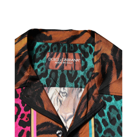 T-shirt hawaïen Dolce & Gabbana en soie multicolore imprimé tigre
