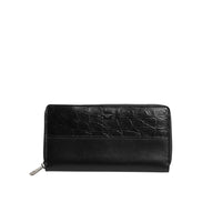 Dolce & Gabbana Black Leather Logo Zip-Around Continental Wallet