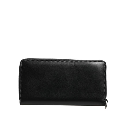 Dolce & Gabbana Black Leather Logo Zip-Around Continental Wallet