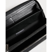 Dolce & Gabbana Black Leather Logo Zip-Around Continental Wallet