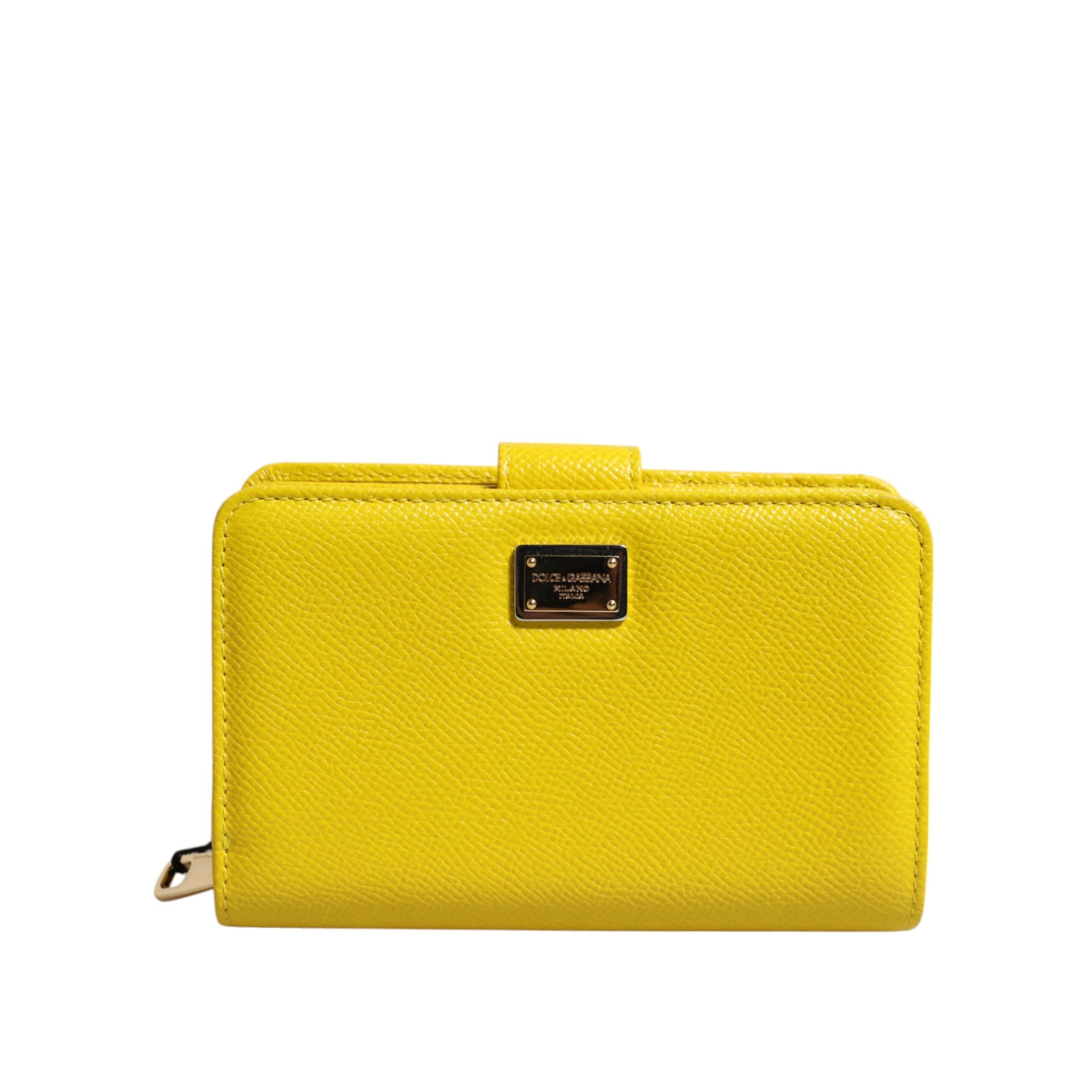 Portafoglio clutch continentale bifold in pelle gialla Dolce & Gabbana