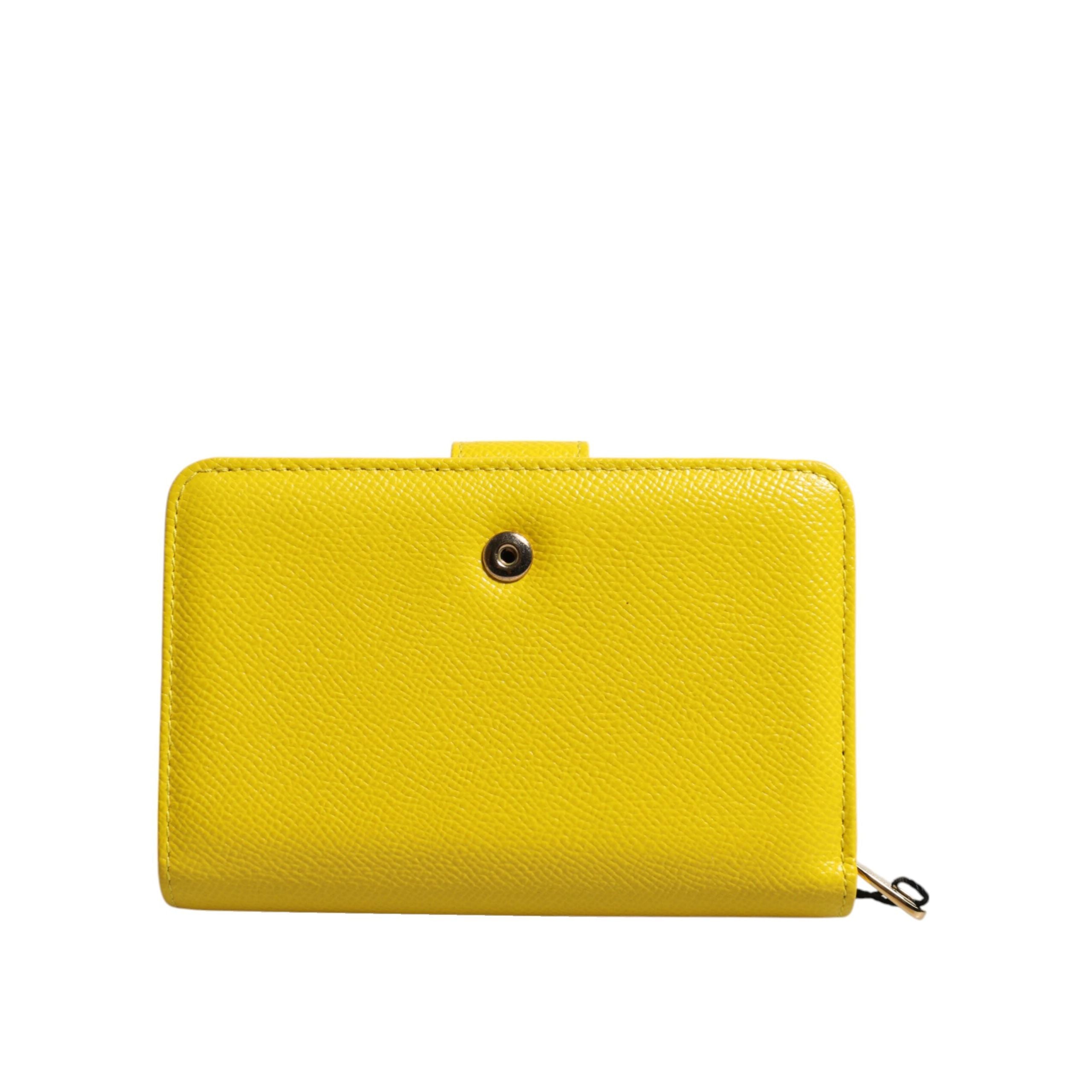 Portafoglio clutch continentale bifold in pelle gialla Dolce & Gabbana