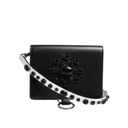 Porte-cartes Dolce & Gabbana en cuir noir orné de cristaux
