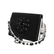 Porte-cartes Dolce & Gabbana en cuir noir orné de cristaux