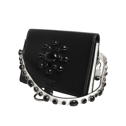 Porte-cartes Dolce & Gabbana en cuir noir orné de cristaux