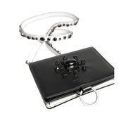 Porte-cartes Dolce & Gabbana en cuir noir orné de cristaux