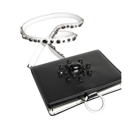 Porte-cartes Dolce & Gabbana en cuir noir orné de cristaux