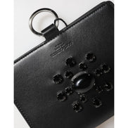 Porte-cartes Dolce & Gabbana en cuir noir orné de cristaux