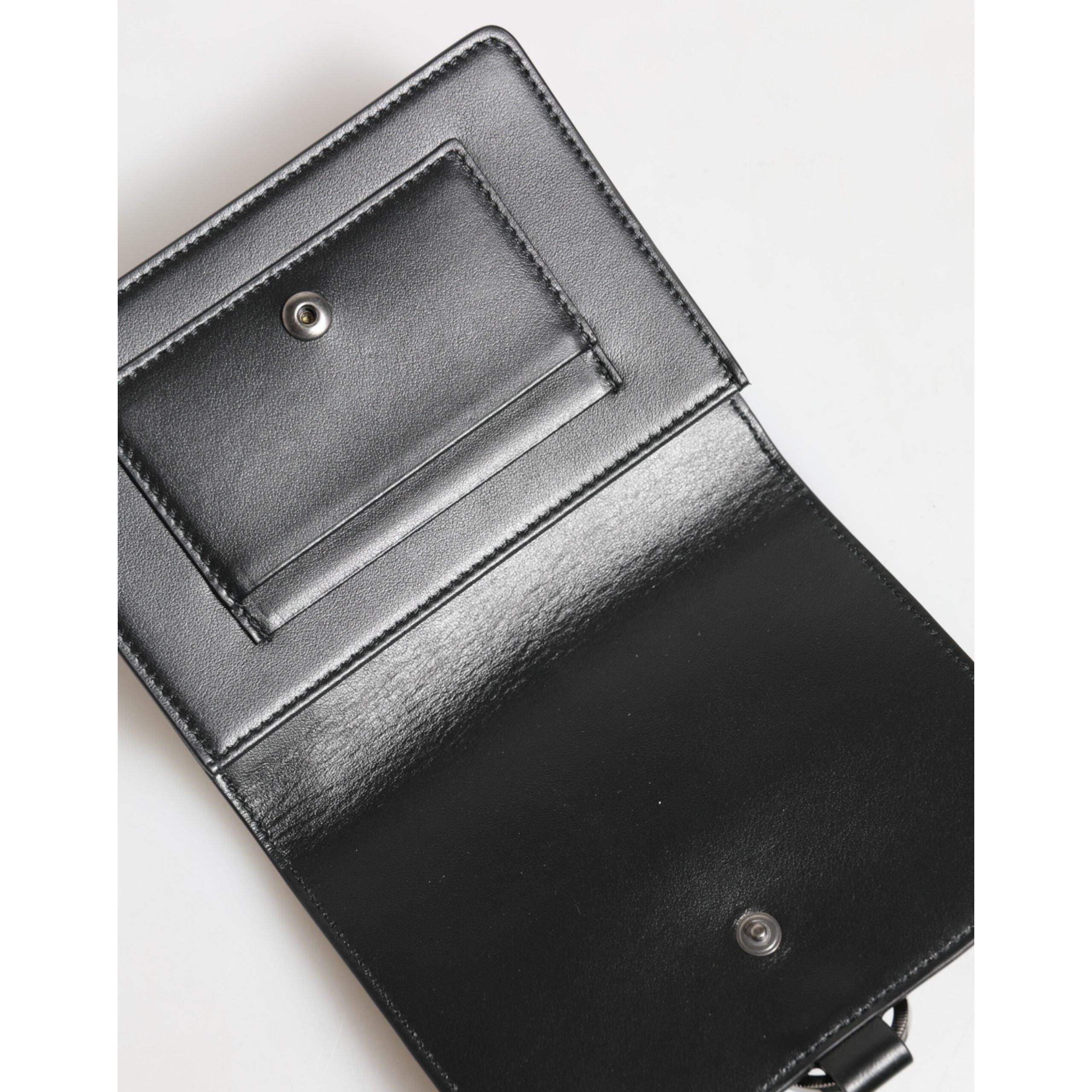 Porte-cartes Dolce & Gabbana en cuir noir orné de cristaux