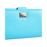 Portefeuille Continental Pliant en Cuir Bleu Clair Dolce & Gabbana