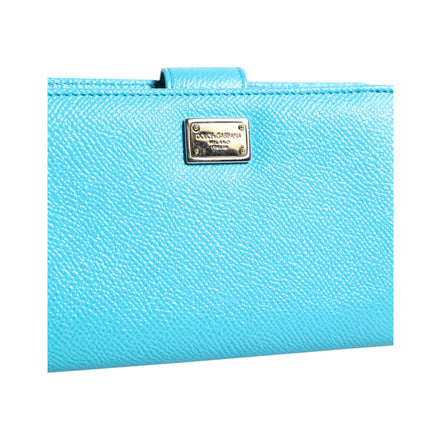 Portefeuille Continental Pliant en Cuir Bleu Clair Dolce & Gabbana