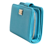 Portefeuille Continental Pliant en Cuir Bleu Clair Dolce & Gabbana