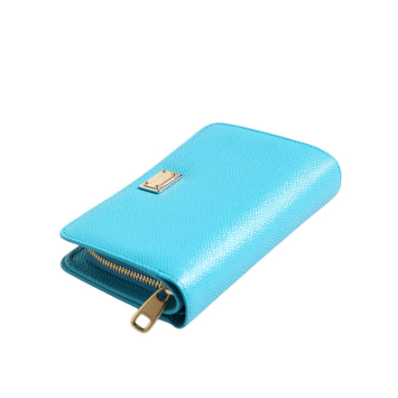 Portefeuille Continental Pliant en Cuir Bleu Clair Dolce & Gabbana