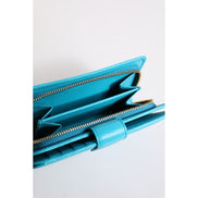 Portefeuille Continental Pliant en Cuir Bleu Clair Dolce & Gabbana
