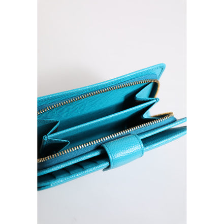 Portefeuille Continental Pliant en Cuir Bleu Clair Dolce & Gabbana