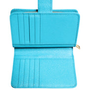 Portefeuille Continental Pliant en Cuir Bleu Clair Dolce & Gabbana