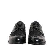 Dolce & Gabbana Black Leather Floral Lace Dress Shoes
