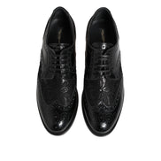 Dolce & Gabbana Black Leather Floral Lace Dress Shoes