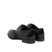 Dolce & Gabbana Black Leather Floral Lace Dress Shoes