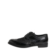 Dolce & Gabbana Black Leather Floral Lace Dress Shoes