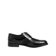 Dolce & Gabbana Black Leather Floral Lace Dress Shoes
