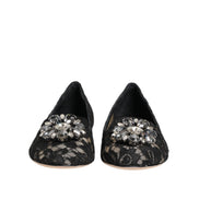 Dolce & Gabbana Black Taormina Lace Crystal Flats
