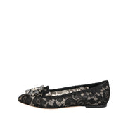 Dolce & Gabbana Black Taormina Lace Crystal Flats
