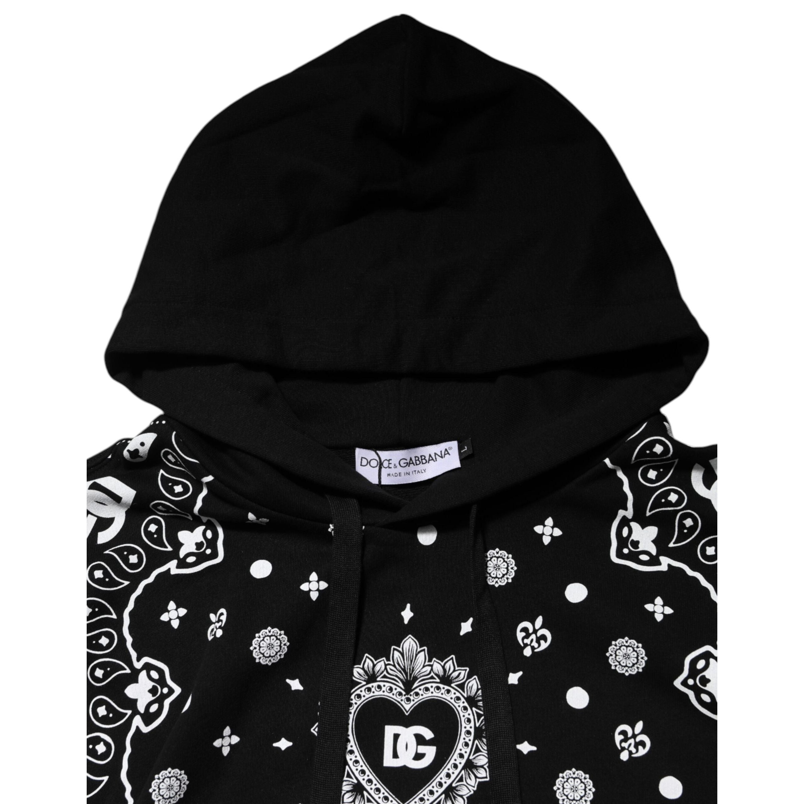 Dolce & Gabbana Black Bandana Hooded Sweatshirt