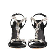 Dolce & Gabbana Sandales à Talons Compensés Keira Noires Ornées de Cristaux