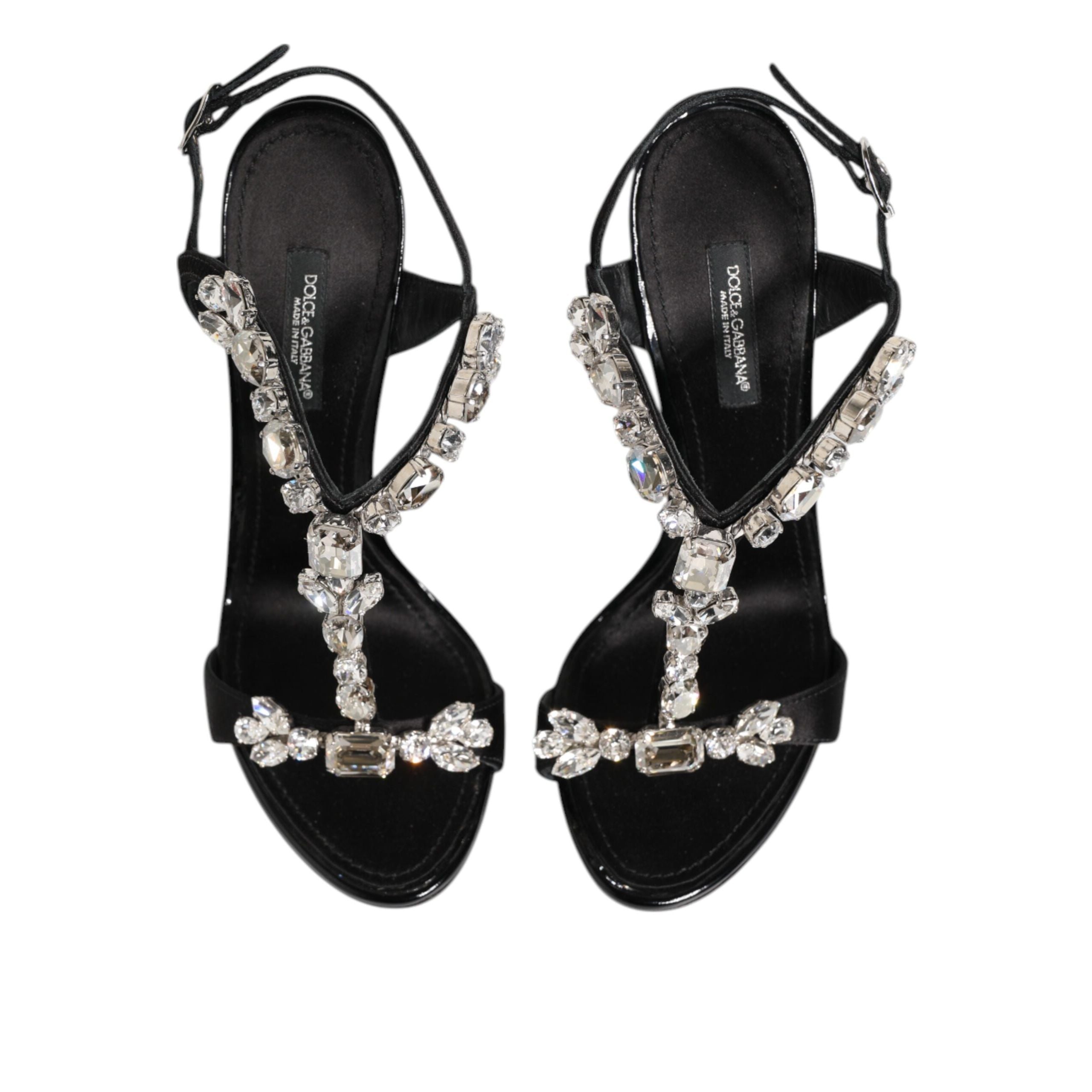 Dolce & Gabbana Sandales à Talons Compensés Keira Noires Ornées de Cristaux