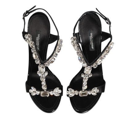 Dolce & Gabbana Sandales à Talons Compensés Keira Noires Ornées de Cristaux