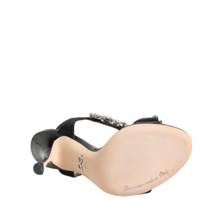 Dolce & Gabbana Sandales à Talons Compensés Keira Noires Ornées de Cristaux