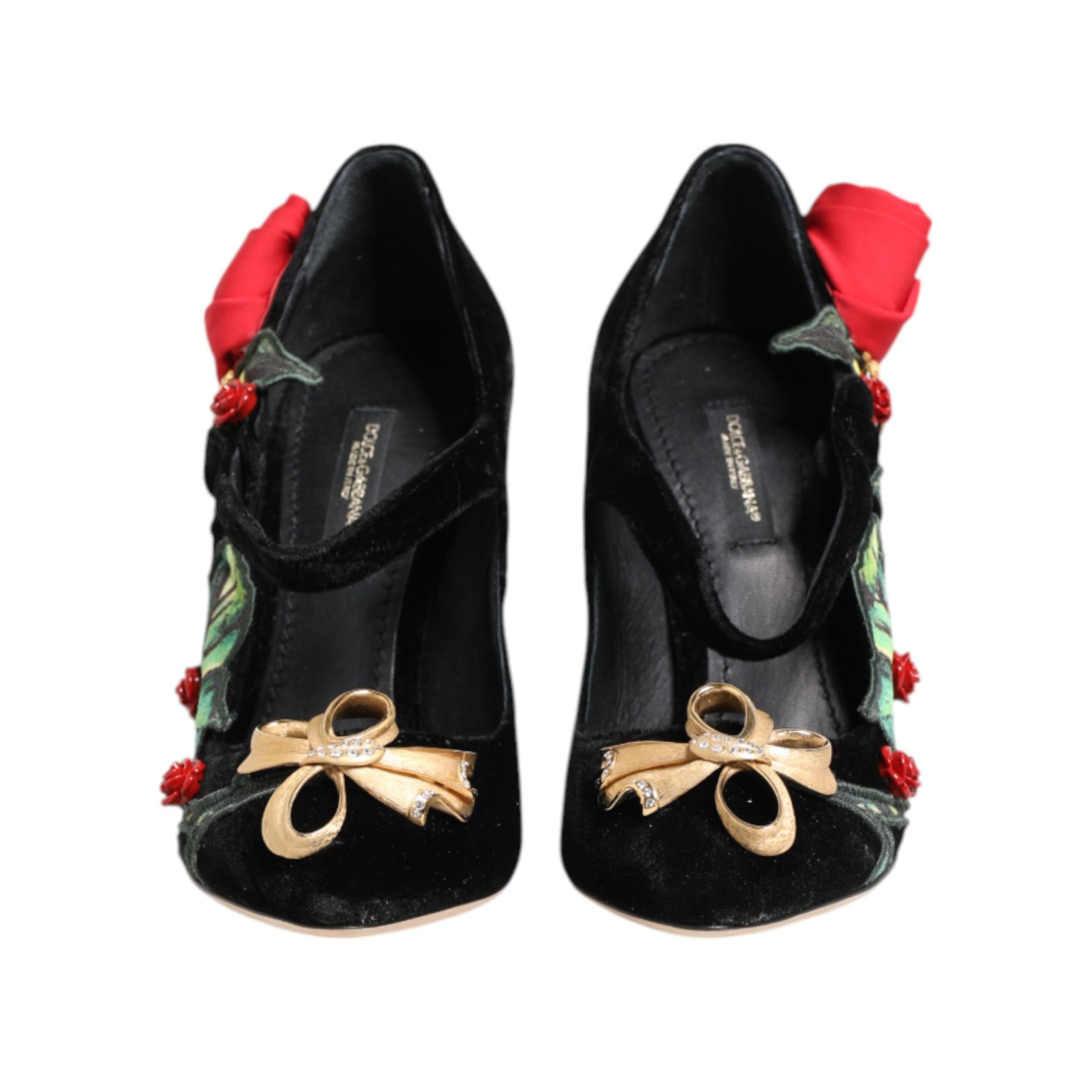 Dolce & Gabbana Décolleté Mary Jane Rose Nere con Spilla di Cristallo