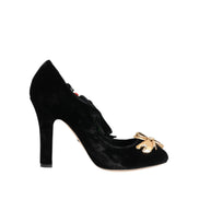 Dolce & Gabbana Décolleté Mary Jane Rose Nere con Spilla di Cristallo