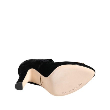 Dolce & Gabbana Décolleté Mary Jane Rose Nere con Spilla di Cristallo