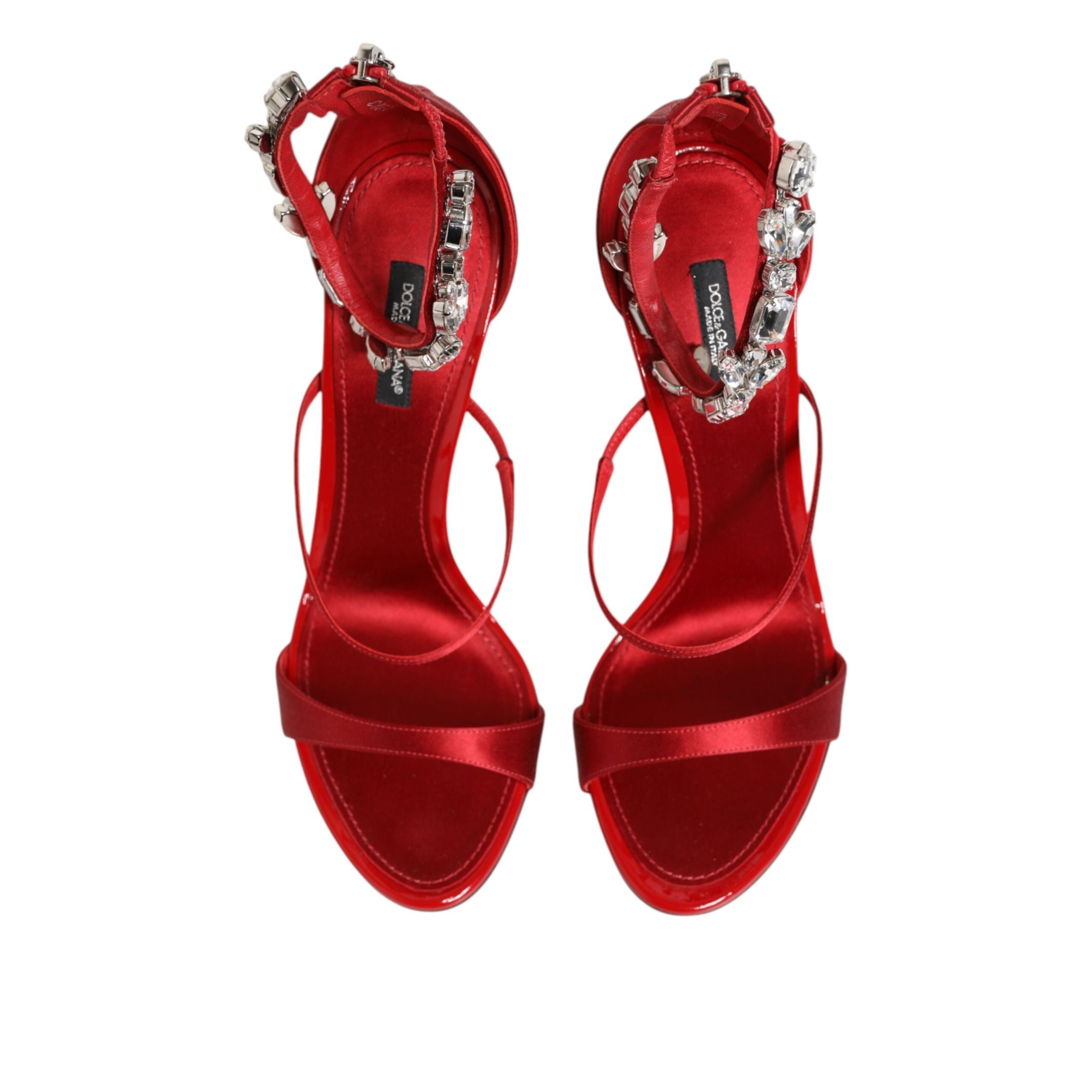 Dolce & Gabbana Sandales à talons Keira en satin rouge et cristaux