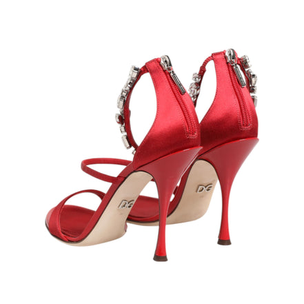 Dolce & Gabbana Sandales à talons Keira en satin rouge et cristaux