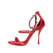 Dolce & Gabbana Sandales à talons Keira en satin rouge et cristaux