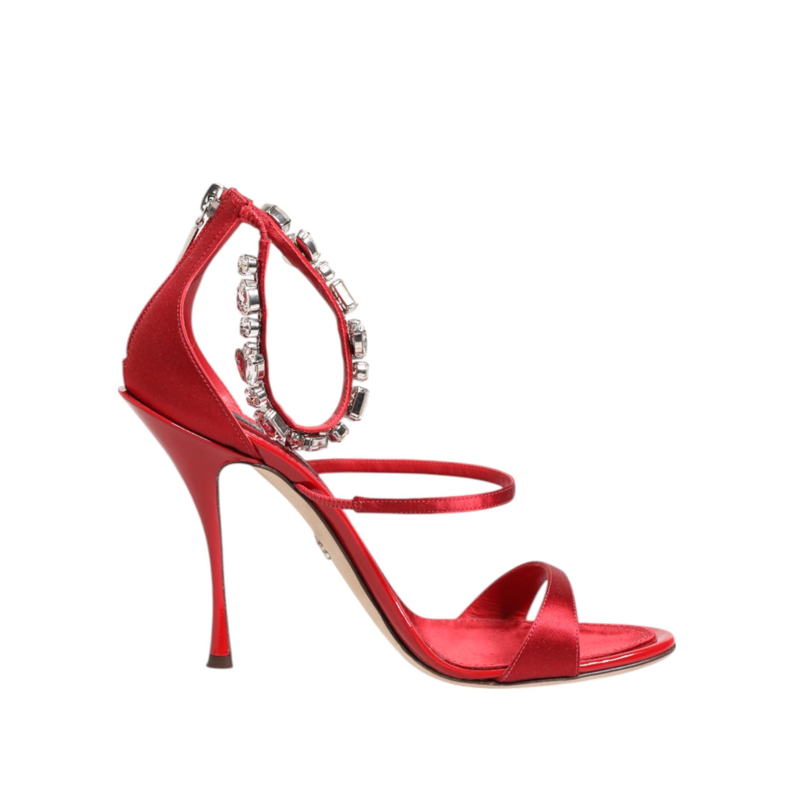 Dolce & Gabbana Sandales à talons Keira en satin rouge et cristaux