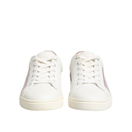 Chaussures Sneakers Basses Dolce & Gabbana en Cuir Blanc Rose