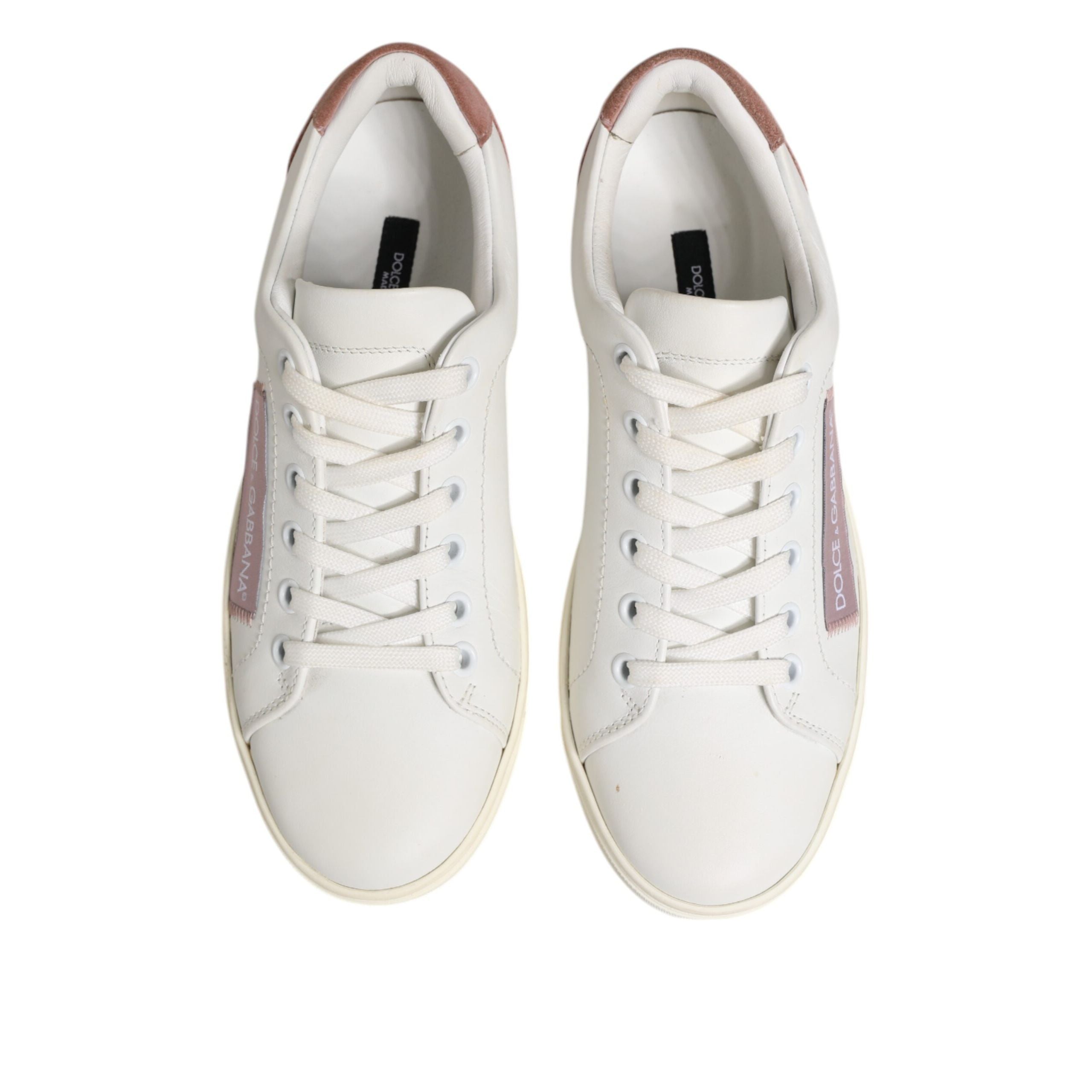 Chaussures Sneakers Basses Dolce & Gabbana en Cuir Blanc Rose