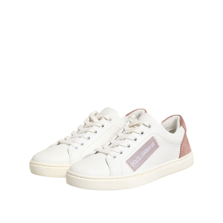 Chaussures Sneakers Basses Dolce & Gabbana en Cuir Blanc Rose
