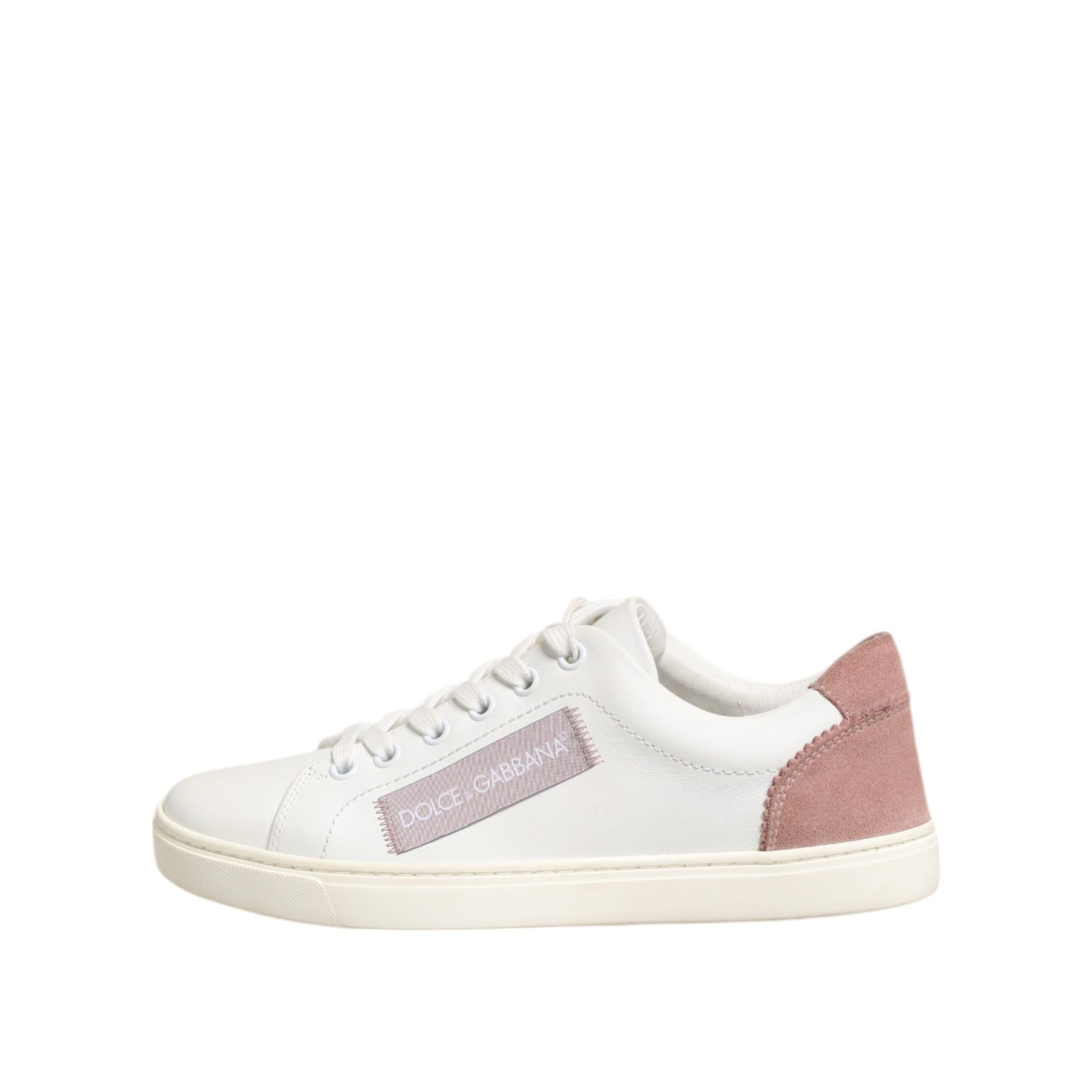 Chaussures Sneakers Basses Dolce & Gabbana en Cuir Blanc Rose