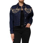 Veste en jean en coton bleu ornée de cristaux Dolce & Gabbana