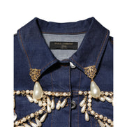 Veste en jean en coton bleu ornée de cristaux Dolce & Gabbana